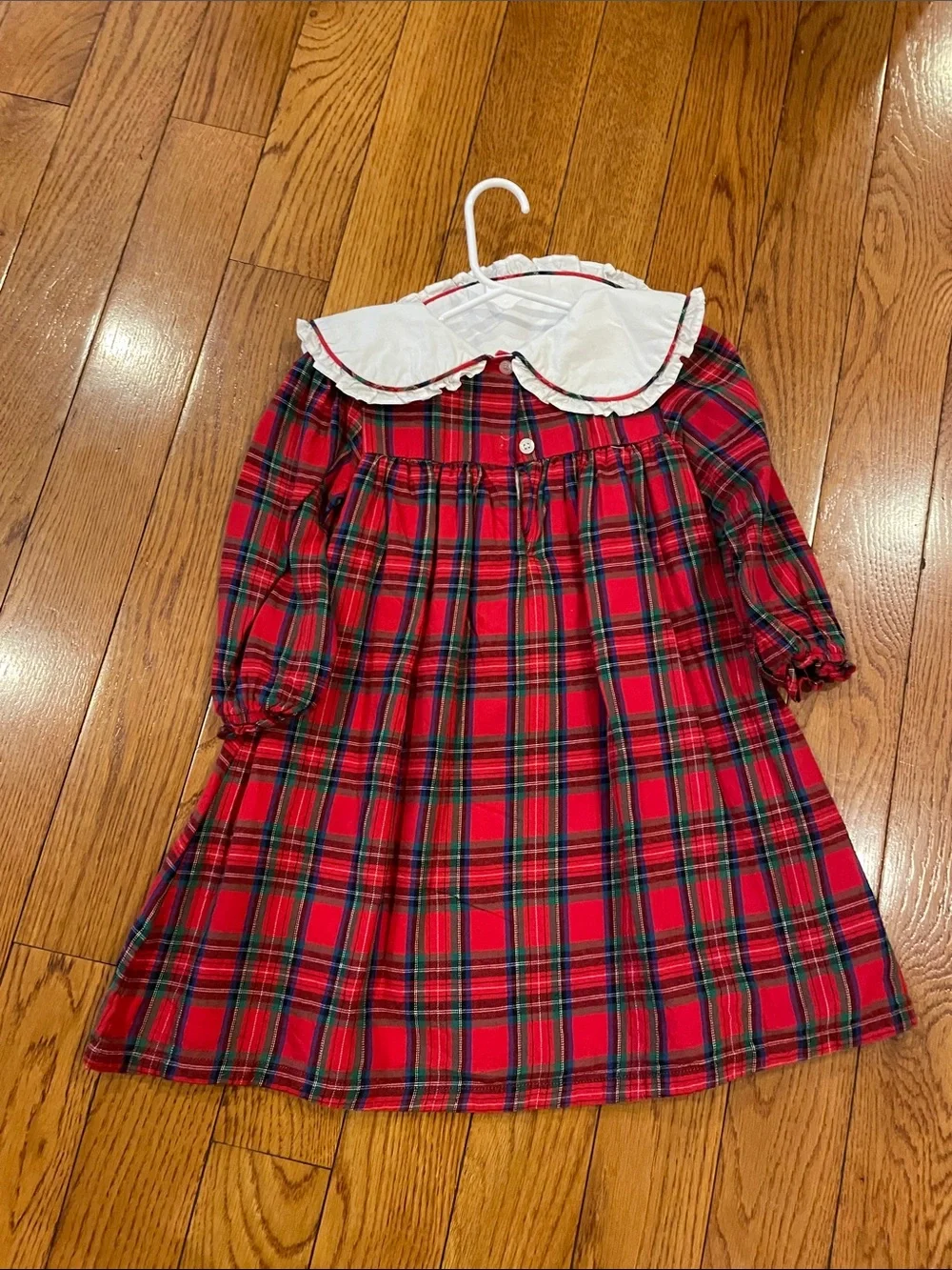 Classic Red Plaid Girls' Costume Dress with White Collar. -Excelent condition